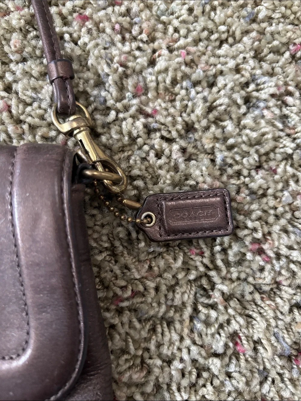 Coach Kristin Metallic Bronze Leather Flap Crossbody Bag